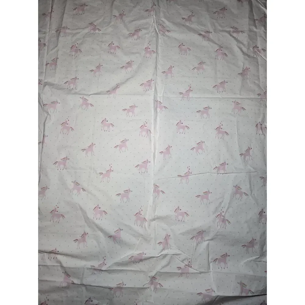 Pottery Barn Kids Twin Unicorn Rainbow Fitted Sheet Pink Organic Cotton